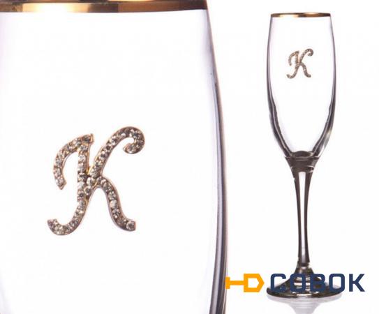Фото Бокал для шампанского "к" с золотой каймой (802-510037)