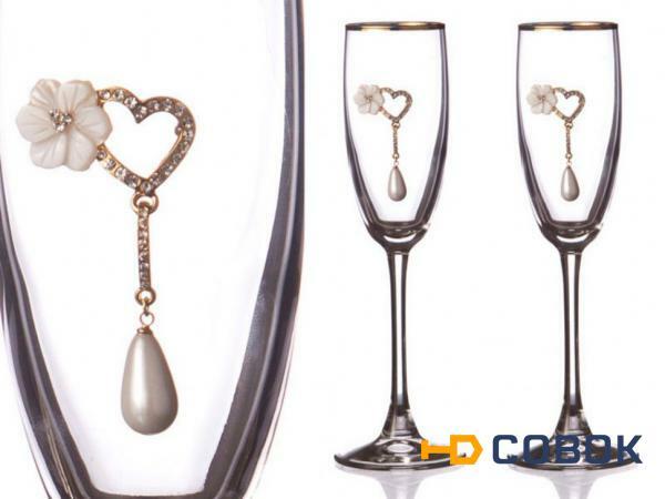 Фото Набор бокалов для шампанского из 2 шт.с золотой каймой 170 мл. (802-510644)
