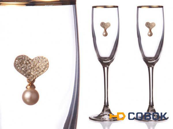 Фото Набор бокалов для шампанского из 2 шт. с золотой каймой 170 мл. (802-510-12)