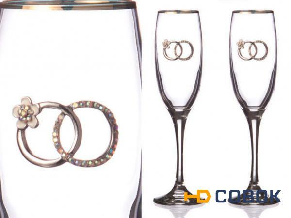Фото Набор бокалов для шампанского из 2 шт.с золотой каймой 170 мл. (802-510587)