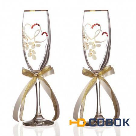 Фото Набор бокалов для шампанского из 2 шт. с золотой каймой 170 мл. (802-510609)
