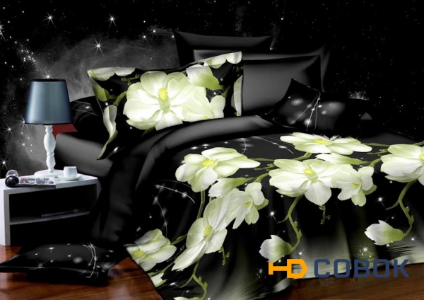 Фото Постельное белье комплект "Ночная фантазия" сатин 3D / 3Д 1.5-спальное
