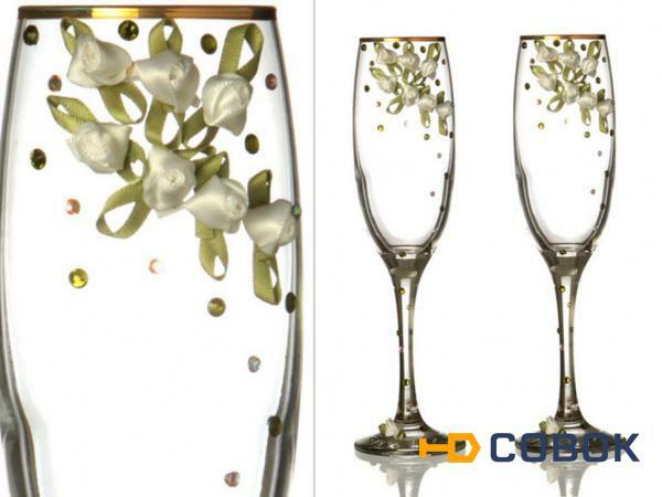 Фото Набор бокалов для шампанского из 2 шт. с золотой каймой 170 мл. (802-510203)