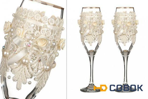 Фото Набор бокалов для шампанского из 2 шт. с золотой каймой 170 мл. (802-510219)