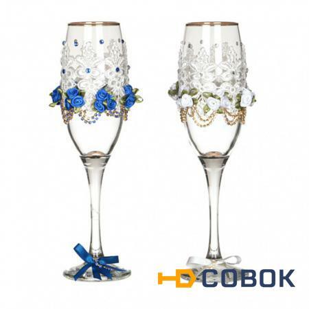 Фото Набор бокалов для шампанского из 2 шт. с золотой каймой 170 мл. (802-510226)