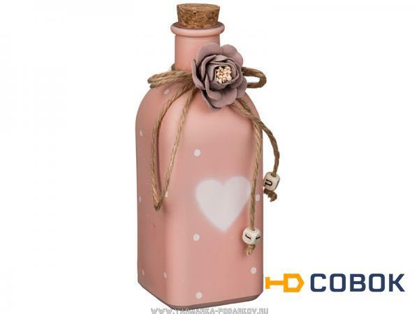 Фото Емкость для соуса с пробкой розовая сердечко 7,5х7,5х19 см