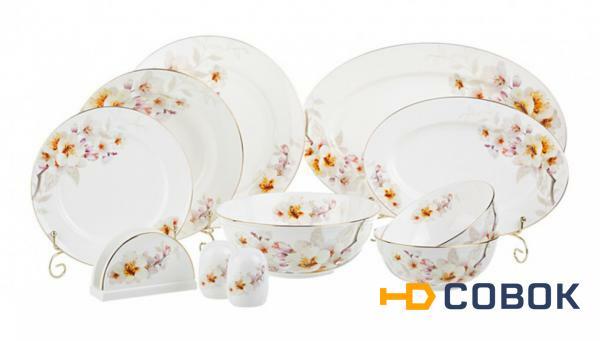 Фото Столовый сервиз "яблоневый цвет" на 6 персон 26 пр. Porcelain Manufacturing (264-484)