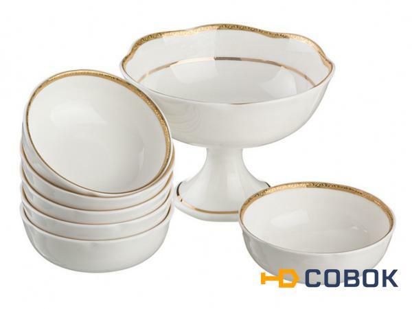 Фото Набор для варенья 7 пр."бель": конфетница+6 розеток диаметр=14/10 см. Porcelain Manufacturing (440-163)