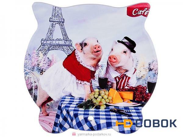 Фото Подставка под горячее свинки в париже 16х16 см