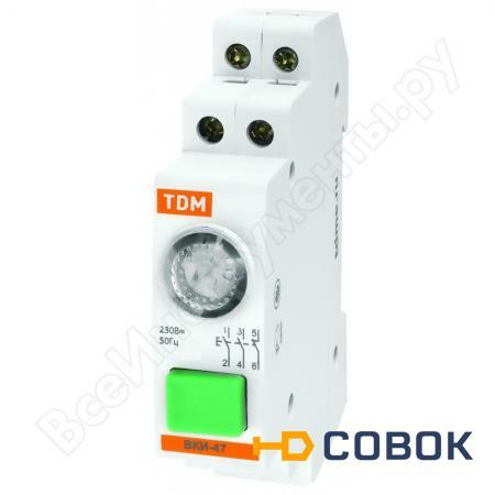 Фото Кнопочный выключатель с индикацией TDM ВКИ-47 красный LED 2НО;1НЗ AC/DC SQ0214-0002