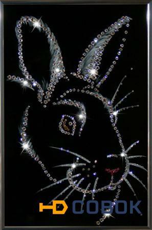 Фото Картина Новогодний кролик №2 с кристаллами Swarovski (1227)