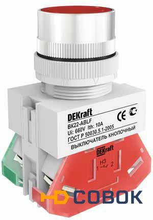 Фото Кнопочный выключатель в сборе DEKraft 1 управляющий элемент красный без фиксации,