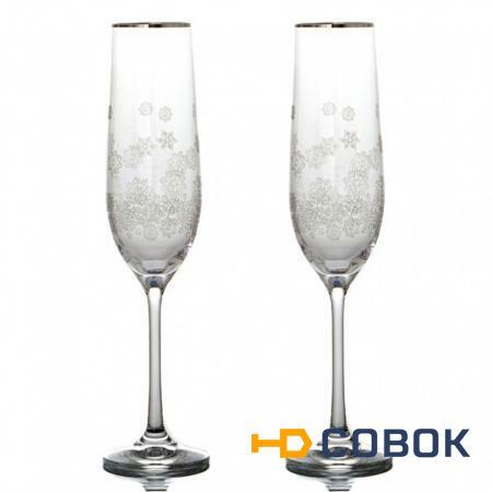 Фото Набор бокалов для шампанского из 2 шт."снежинки" 190 мл..высота=24 см. Crystalex Cz (674-265)