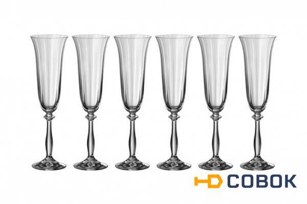 Фото Набор бокалов для шампанского из 6 шт."анжела оптик" 190 мл. высота=24 см. Crystalex Cz (674-188)