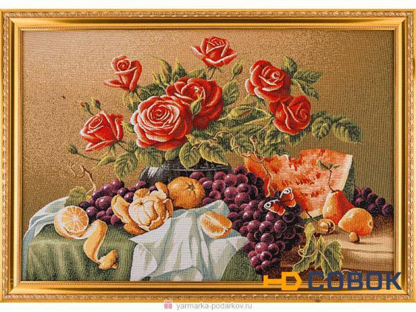 Фото Гобеленовая картина натюрморт с розами см,
