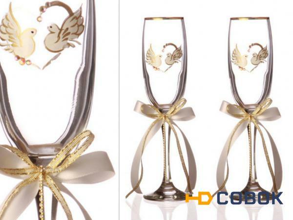 Фото Набор бокалов для шампанского из 2 шт. с золотой каймой 170 мл. (802-510078)