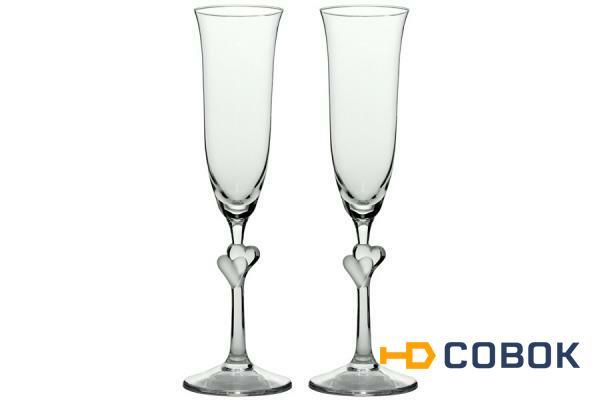 Фото Набор: 2 бокала для шампанского Amour (белые сердца) - STZ-3885207-AL Stolzle