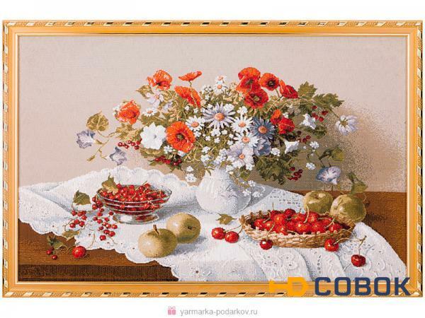 Фото Гобеленовая картина цветы и ягоды 56х37 см,