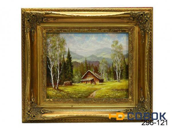 Фото Картина "домик в лесу" полотно 24*18 см.багет 33*38,5 см. F.a.l.snc (296-121)