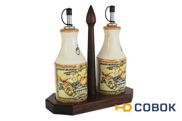Фото Набор из 2-х бутылок для масла и уксуса на подставке Старая Тоскана LCS ( LCS872L-OT-AL )