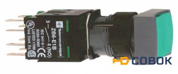 Фото Кнопка 16мм 12-24в зеленая с возвратом с подсветкой Schneider Electric XB6DW3B5B
