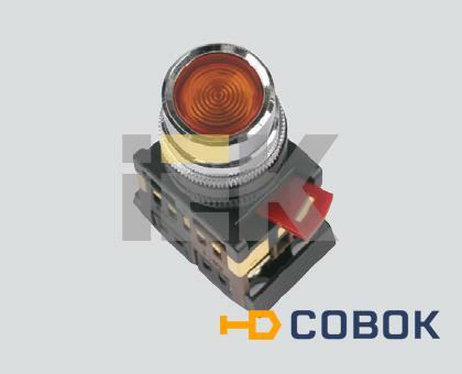 Фото Кнопочный выключатель в сборе IEK 1 управляющий элемент белый с подсветкой,