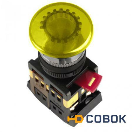 Фото Кнопочный выключатель в сборе IEK 1 управляющий элемент желтый с подсветкой,