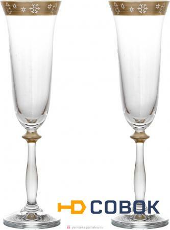 Фото Набор бокалов для шампанского из 2 шт новогодний 190 мл высота 25 см