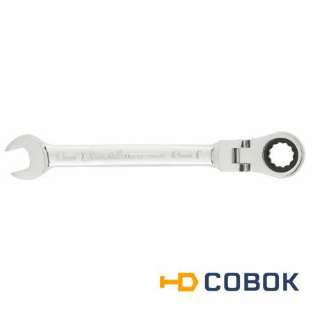 Фото Ключ комбинированный трещоточный 13мм CrV шарнирный зерк.хром MATRIX 14865