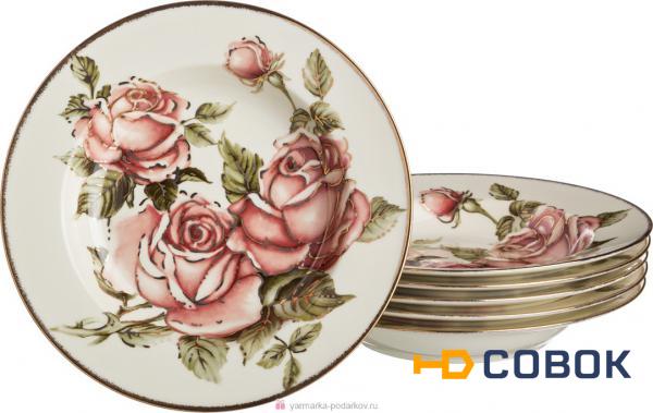 Фото Набор глубоких тарелок из 6 шт корейская роза диаметр 23 см высота 3,8 см