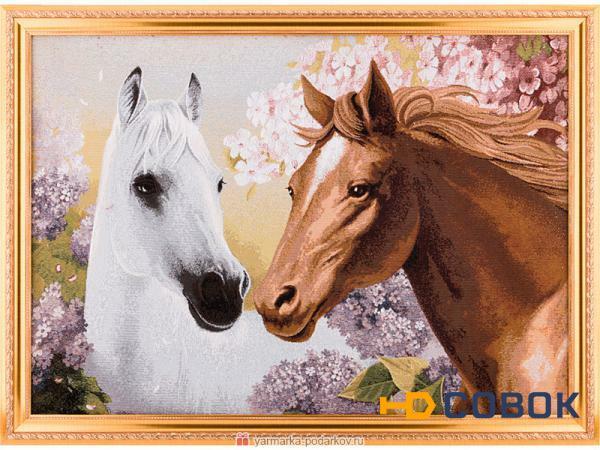 Фото Гобеленовая картина пара лошадей 79х58 см,