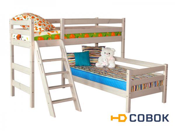 Фото Кровать детская двухъярусная угловая с наклонной лестницей "Соня" №8
