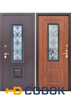 Фото Дверь входная металлическая для дома или коттеджа утепленная с остеклением Ажур