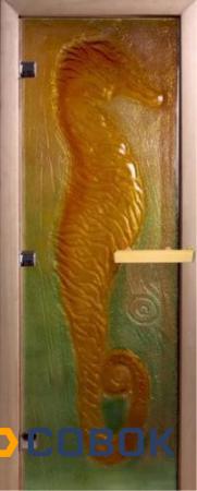 Фото Дверь банная (арт серия) 1900*700 кор. ольха с рис. Морской конек DW