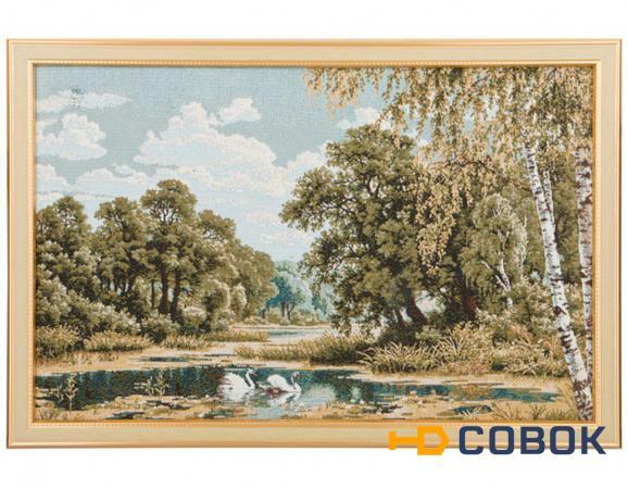 Фото Гобеленовая картина "пейзаж с лебедями" 55х37см. (404-1060-73)
