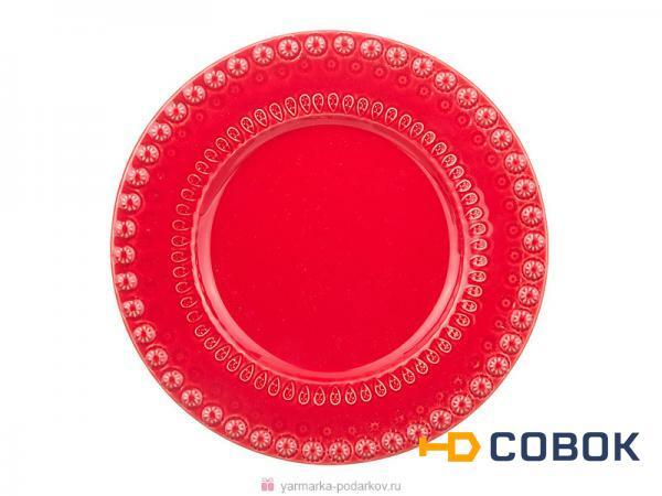 Фото Тарелка фантазия красная диаметр 22 см без упаковки