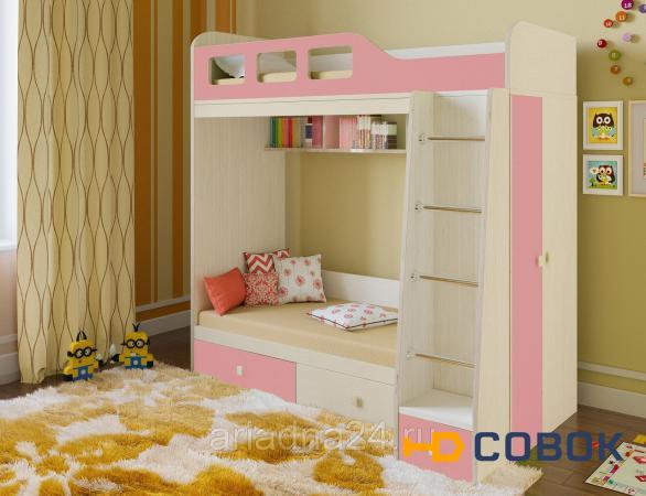 Фото Детская двухъярусная кровать со шкафом РВ Мебель Астра-3