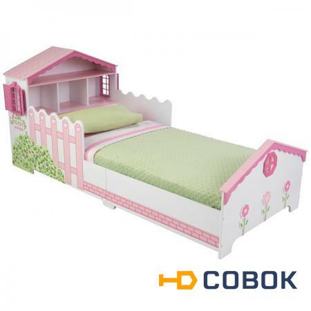 Фото Детская кровать "Кукольный домик" с полочками (76255_KE)