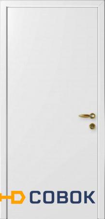 Фото Дверь влагостойкая композитная гладкая "Капель" (белая) с телескопической коробкой