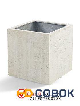 Фото Кашпо из композитной керамики D-lite cube l antique white-concrete 6DLIAW398