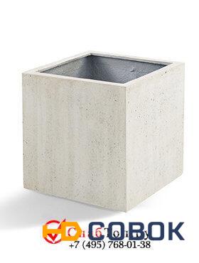 Фото Кашпо из композитной керамики D-lite cube m antique white-concrete 6DLIAW397