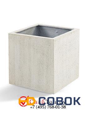 Фото Кашпо из композитной керамики D-lite cube xl antique white-concrete 6DLIAW399