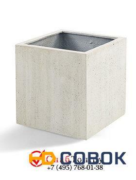 Фото Кашпо из композитной керамики D-lite cube xs antique white-concrete 6DLIAW605