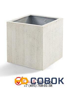 Фото Кашпо из композитной керамики D-lite cube xxl antique white-concrete 6DLIAW607