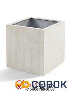 Фото Кашпо из композитной керамики D-lite cube xxxl antique white-concrete 6DLIAW608
