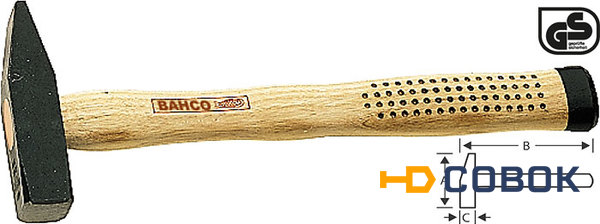 Фото Молоток с деревянной ручкой BAHCO 300г немецкого типа