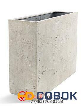 Фото Кашпо из композитной керамики D-lite high box low antique white-concrete 6DLIAW417
