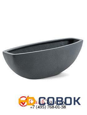 Фото Кашпо из композитной керамики D-lite long bowl m lead concrete 6DLILC252