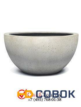 Фото Кашпо из композитной керамики D-lite low egg pot m antique white-concrete 6DLIAW594