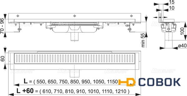 Фото Душевой лоток AlcaPlast APZ1104-850 Flexible Low